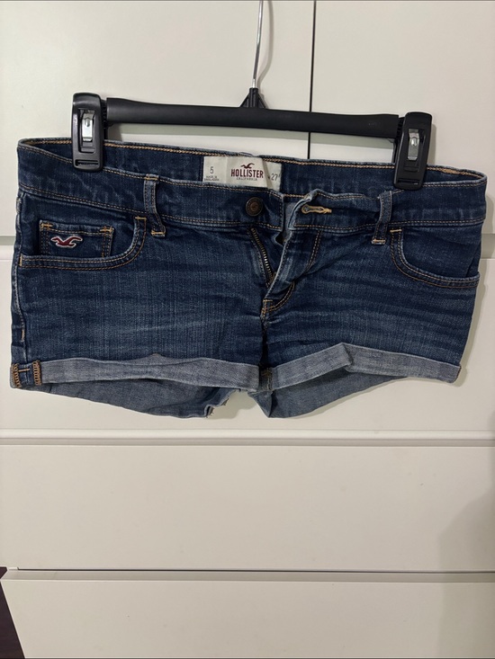 Hollister Pants - Hollister Women's Dark Wash Denim Cuffed Jean Shorts